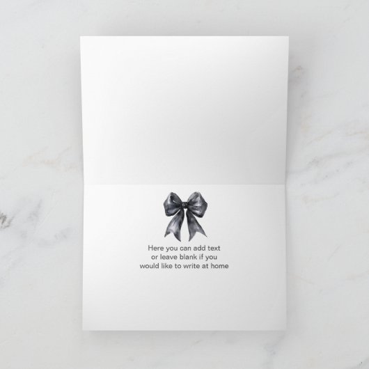Black Coquette Bow Baby Dusche Dankeskarte (Innenseite)