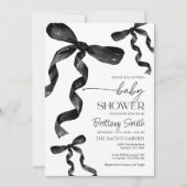 Black Coquette Bow Baby Dusche Einladung (Vorderseite)