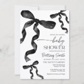 Black Coquette Bow Baby Dusche Einladung (Vorderseite)