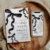 Black Coquette Bow Baby Dusche Einladung