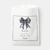 Black Coquette Bow Baby Dusche Geschenktütchen (Vorderseite)