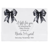 Black Coquette Bow Baby Dusche Große Geschenktüte (Rückseite)