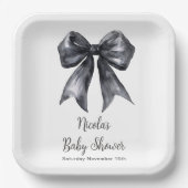 Black Coquette Bow Baby Dusche Pappteller (Vorderseite)