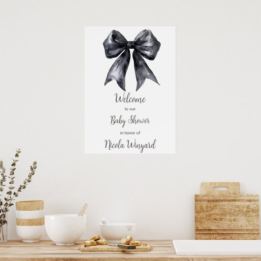 Black Coquette Bow Baby Dusche Poster (Küche)