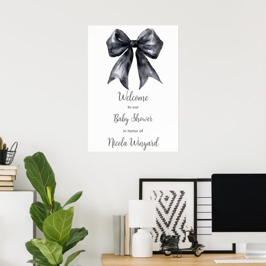 Black Coquette Bow Baby Dusche Poster (Heimbüro)