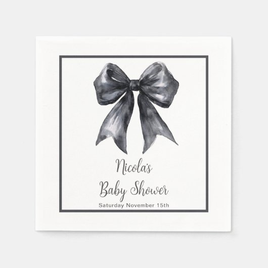 Black Coquette Bow Baby Dusche Serviette (Vorderseite)