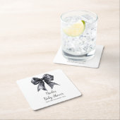 Black Coquette Bow Baby Shower Rechteckiger Pappuntersetzer (Vor Ort)