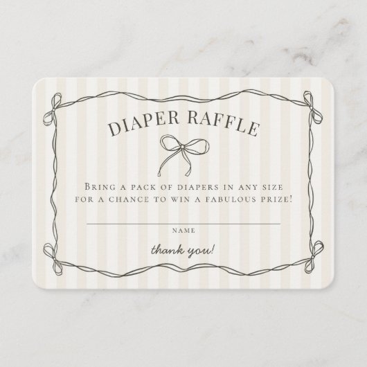 Black Coquette Bow Babydusche Windelwanne Begleitkarte (Vorderseite)