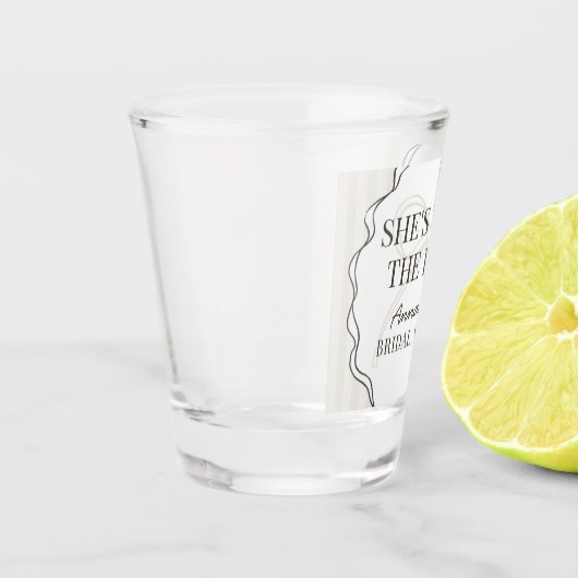 Black Coquette Bow Beige Brautparty Gefallen Schnapsglas (Links)