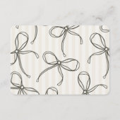 Black Coquette Bow Beige Brautparty Registrierung Begleitkarte (Rückseite)