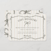 Black Coquette Bow Beige Brautparty Registrierung Begleitkarte (Vorne/Hinten)