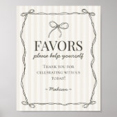 Black Coquette Bow Beige Favoriten Zeichen Poster (Vorne)