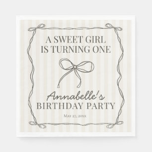 Black Coquette Bow Beige Geburtstagsparty Table De Serviette