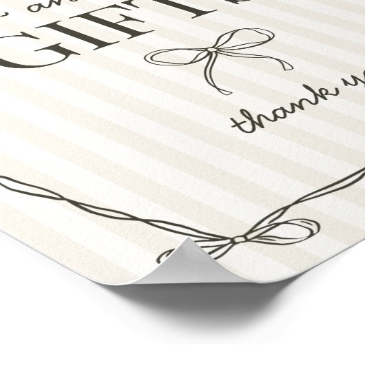 Black Coquette Bow Beige Karten und Geschenkzeiche Poster (Ecke)