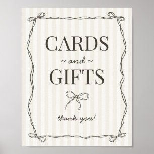 Black Coquette Bow Beige Karten und Geschenkzeiche Poster