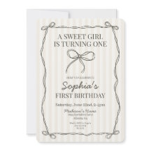 Black Coquette Bow Beige Stripte Geburtstagsparty