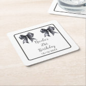 Black Coquette Bow Birthday Party Rechteckiger Pappuntersetzer (angewinkelt)