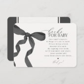 Black Coquette Bow Books for Baby Einladungen (Vorne/Hinten)