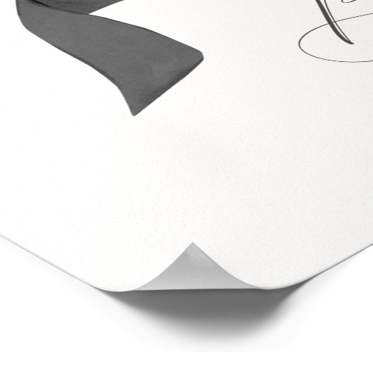 Black Coquette Bow Brautparty Begrüßungszeichen Poster (Ecke)