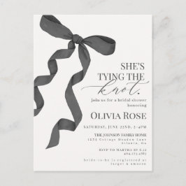 Black Coquette Bow Brautparty Einladung Postkarte