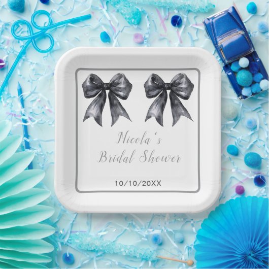 Black Coquette Bow Brautparty Pappteller (Party)