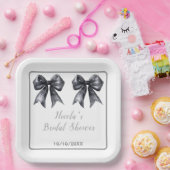 Black Coquette Bow Brautparty Pappteller (Party)