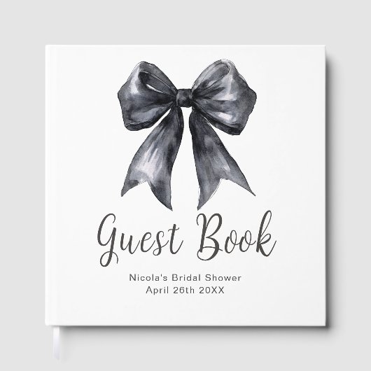 Black Coquette Bow Bridal Shower Guest Book Gästebuch (Vorderseite)