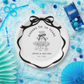 Black Coquette Bow Champagner Tower Jubiläum Pappteller (Party)