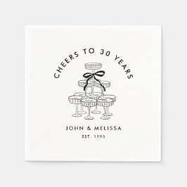 Black Coquette Bow Champagner Tower Jubiläum Serviette