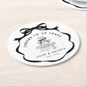 Black Coquette Bow Cheers Champagne Tower Runder Pappuntersetzer (Angewinkelt)