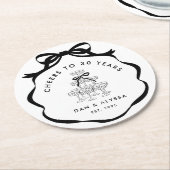 Black Coquette Bow Cheers Champagner Tower Runder Pappuntersetzer (Angewinkelt)