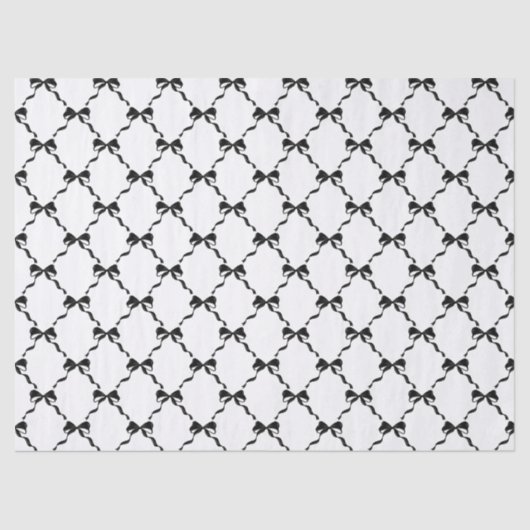 Black Coquette Bow Diamond Muster Seidenpapier (Vorderseite)