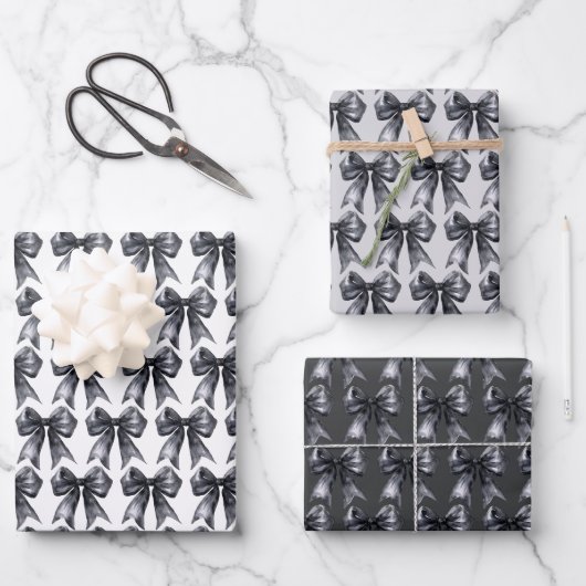 Black Coquette Bow Geschenkpapier Set (Vorderseite)