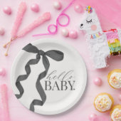 Black Coquette Bow Girl Baby Dusche Dekoration Pappteller (Party)