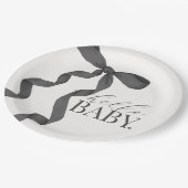 Black Coquette Bow Girl Baby Dusche Dekoration Pappteller (Schrägansicht)