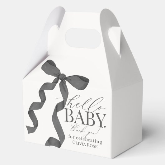 Black Coquette Bow Girl Babydusche Geschenk Geschenkschachtel (Vorderseite)