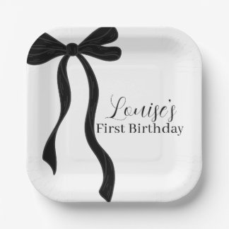 Black Coquette Bow Girl Birthday Party Decor Pappteller