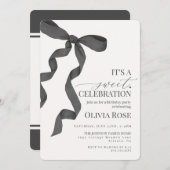 Black Coquette Bow Girl Geburtstagsparty Einladung (Vorne/Hinten)