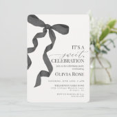 Black Coquette Bow Girl Geburtstagsparty Einladung (Stehend Vorderseite)