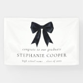 Black Coquette Bow Glückwunsch zum Grad Abschluss Banner (Horizontal)