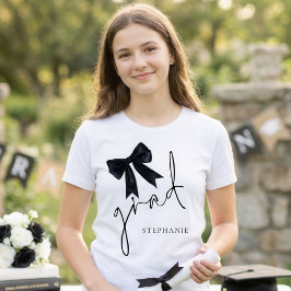 Black Coquette Bow Name Script Grad Abschluss T-Shirt