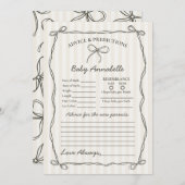 Black Coquette Bow Ratschlag für Babyduschkarte Einladung (Vorne/Hinten)