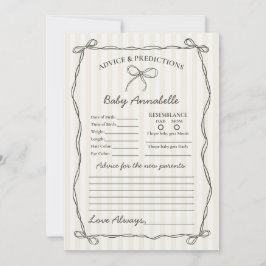 Black Coquette Bow Ratschlag für Babyduschkarte Einladung