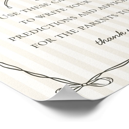 Black Coquette Bow Ratschläge für Baby Showspiel Poster (Ecke)