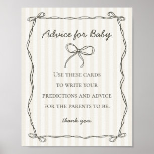 Black Coquette Bow Ratschläge für Baby Showspiel Poster