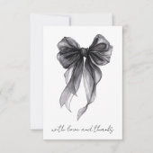 Black Coquette Bow Watercolor Brautparty Dankeskarte (Vorderseite)