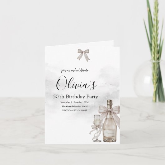 Black Coquette Minimalist Elegant 50. Geburtstag (Vorderseite)