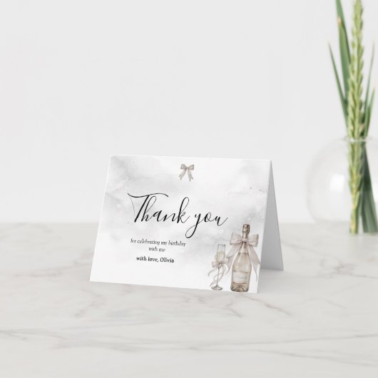 Black Coquette Minimalist Elegant 50. Geburtstag Dankeskarte (Vorderseite)