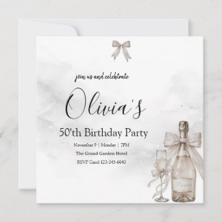 Black Coquette Minimalist Elegant 50th Birthday