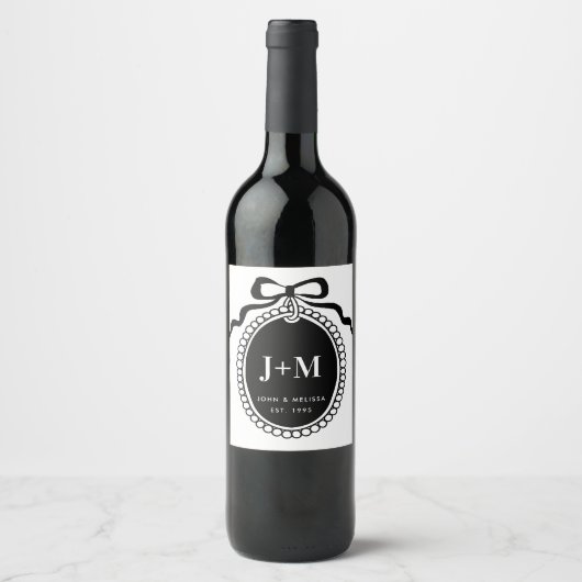 Black Coquette Monogramm-Anhänger Weinetikett (Vorderseite)